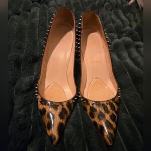 Christian Loubatin Leopard And Merlot Ombre Heels With Studs